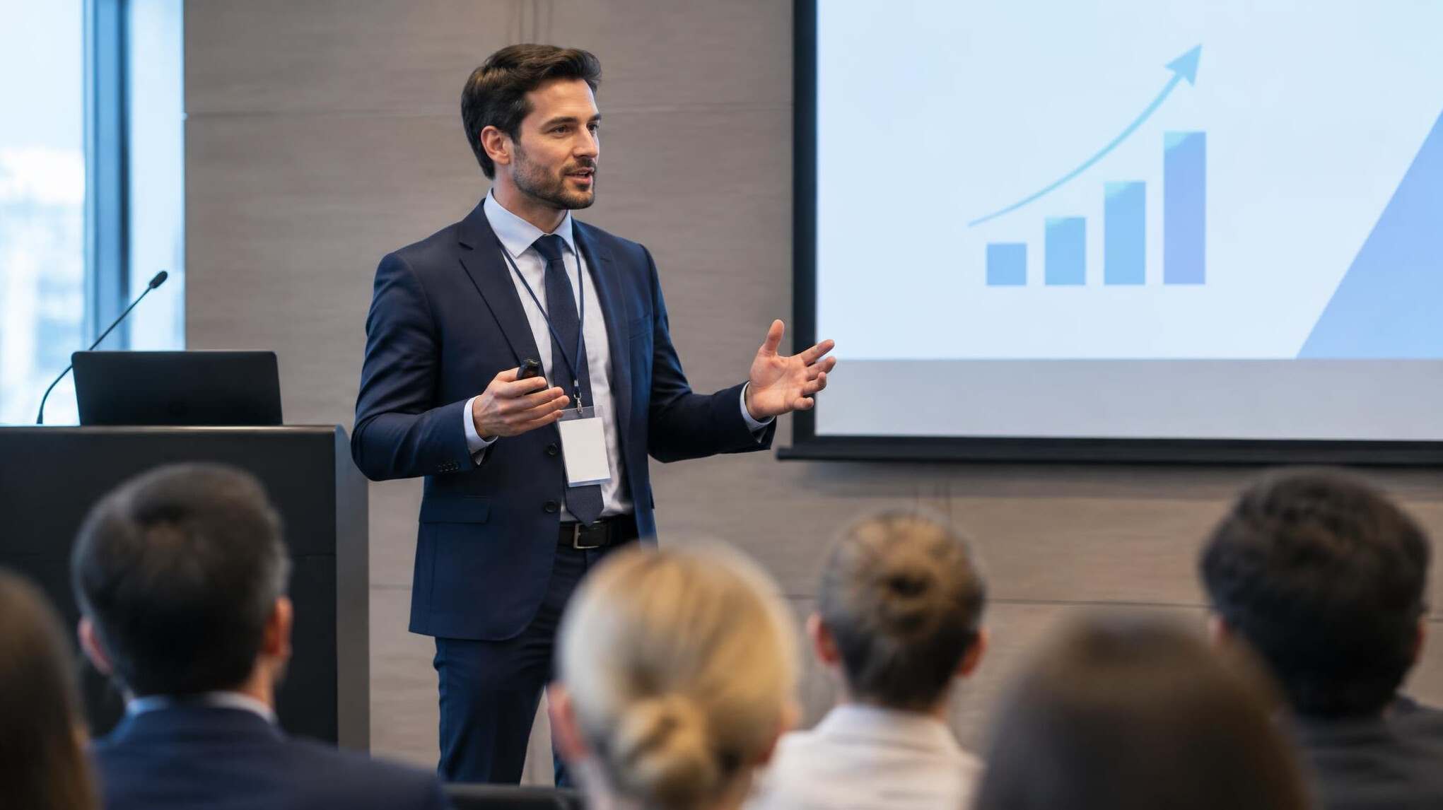 professional speaker presenting to audience