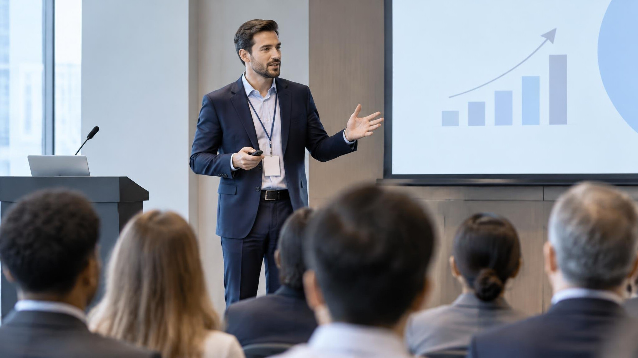 professional speaker presenting to audience